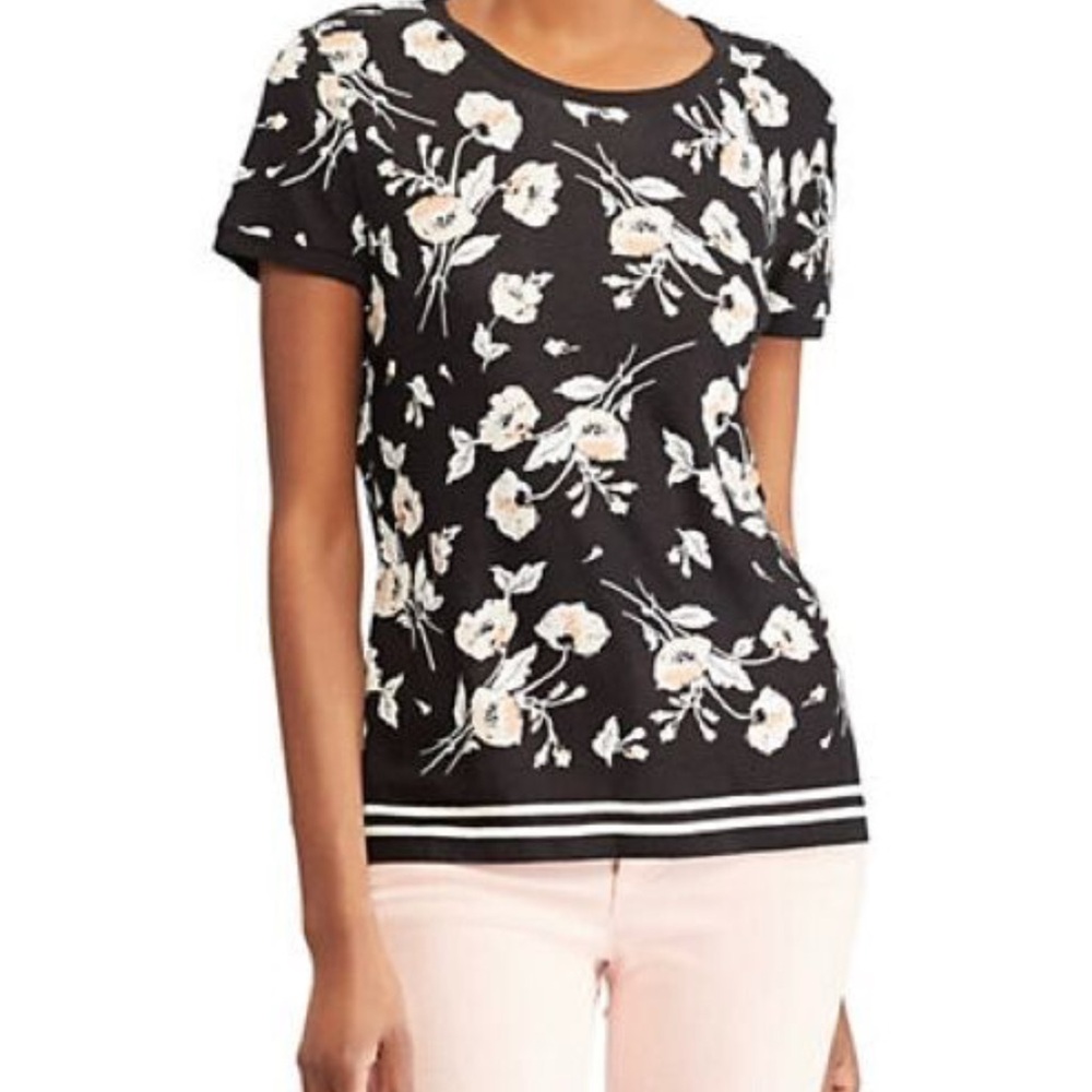 Ralph Lauren Black Floral Short Sleeve Tee